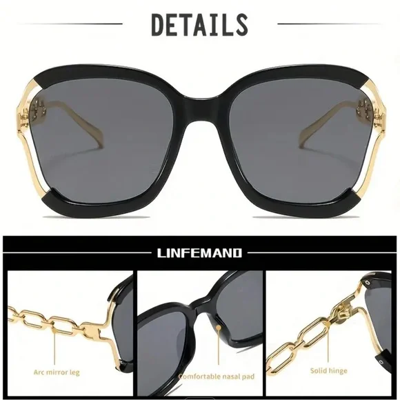 Luxurious Green and Gold Oversized High Quality Sunglasses - Picture 2 of 5